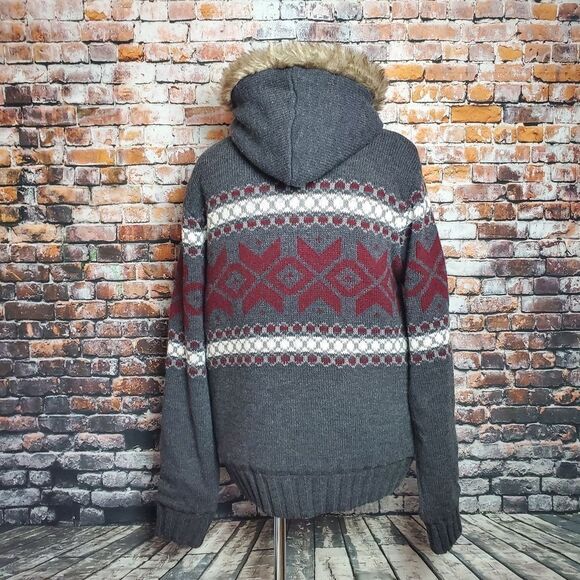 Jeans by Buffalo Hooded Toggle Button Fair Isle Sweater Jacket - Picture 5 of 12